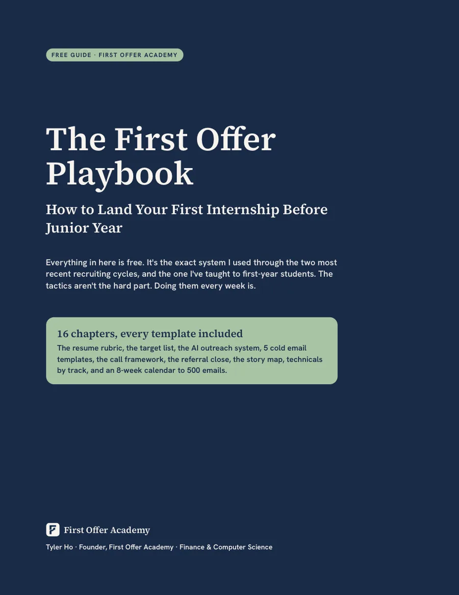 Cover of The First Offer Playbook: How to Land Your First Internship Before Junior Year